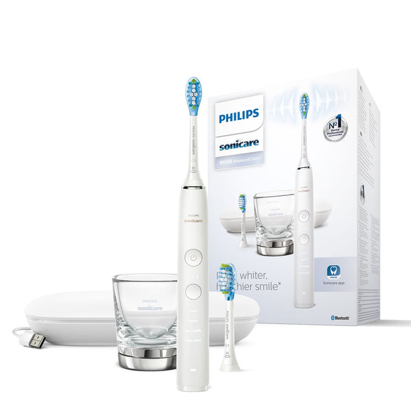 Philips Sonicare 9000 Series Electric Toothbrush, 4 Cleaning Modes, 3 Intensities, 2 Brush Heads, White HX9913/17