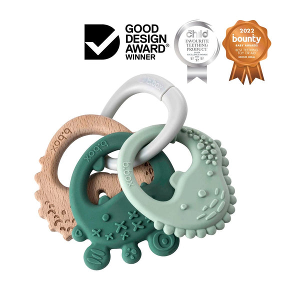 B.Box Trio Teethers Silicone and Beech Wood Sage 3 Pieces