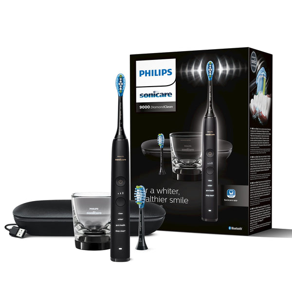 Philips Sonicare DiamondClean 9000 Electric Toothbrush Black HX9913/18, 4 Modes, 3 Intensities, 2 Brush Heads