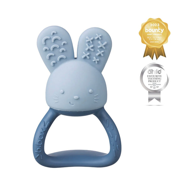 B.Box Chill + Fill Teether Set, Silicone and Beech Wood, Lullaby Blue, 3 Pieces