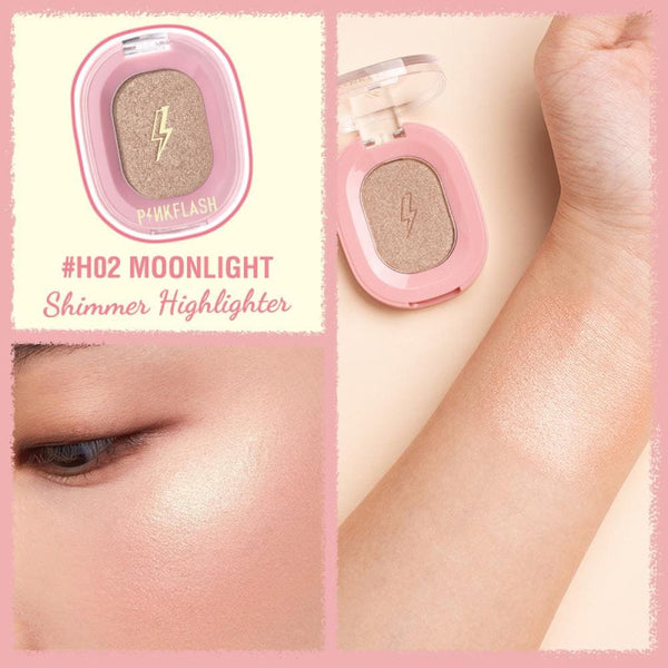 Pink Flash Shimmer Highlighter H02 Moonlight Pearlescent Glow