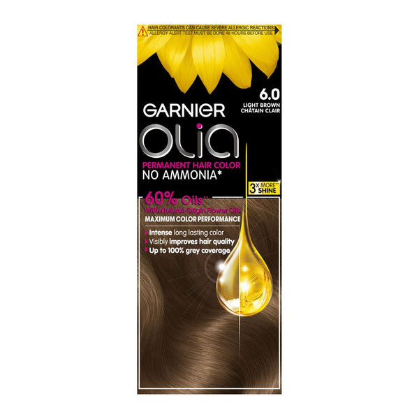 Olia Hair Color Light Brown Cream Kit Ammonia-Free 6.0
