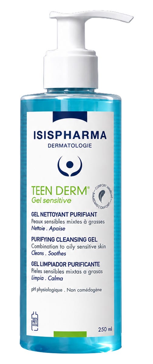 ISISPHARMA Teen Derm Sensitive Purifying Cleansing Gel With Zinc and Avocado Oil 250 ml
