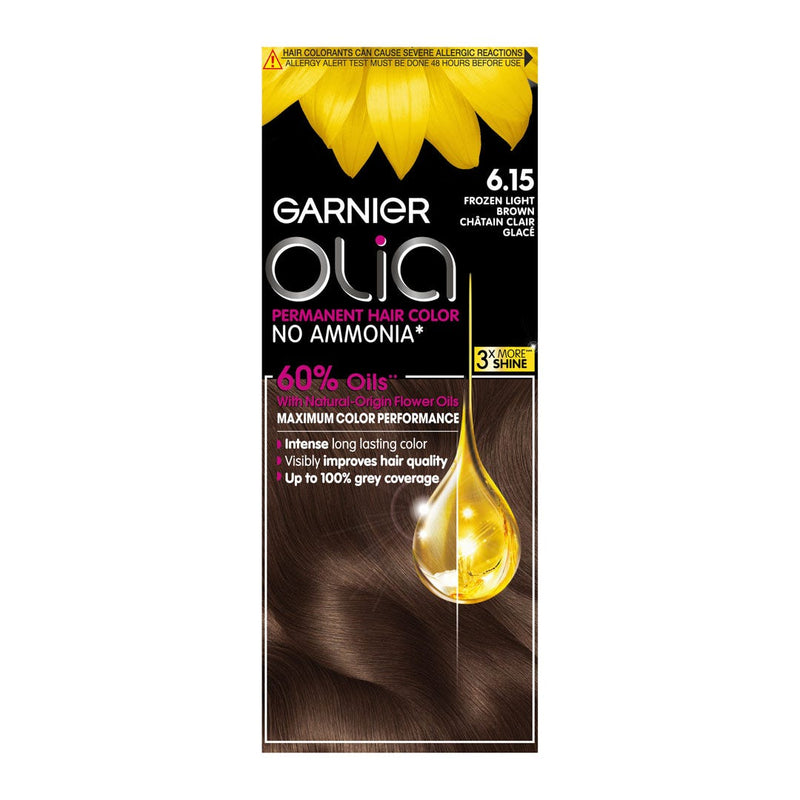 Olia Hair Color Frozen Light Brown Cream Kit Ammonia-Free 6.15