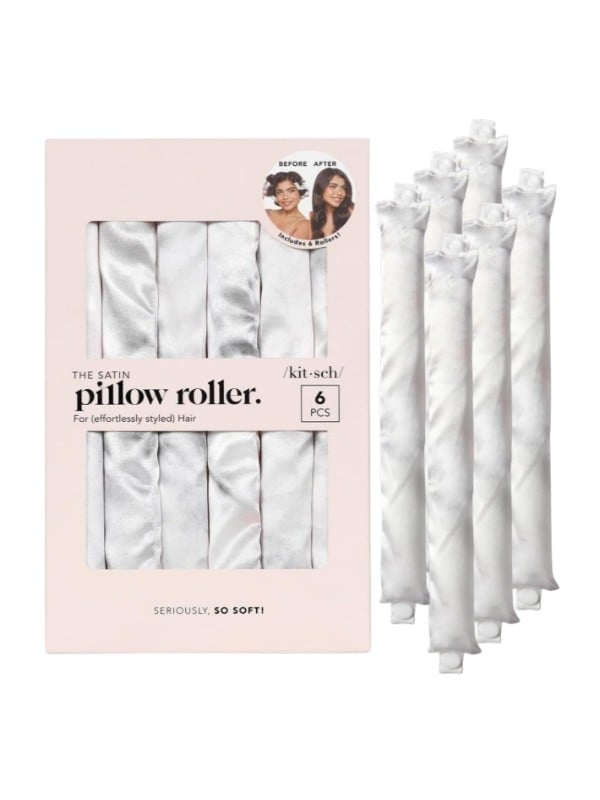 Kitsch Heatless Satin Hair Curlers, 6-Piece Set for No-Heat Waves