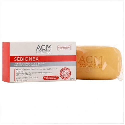 ACM Sebionex Purifying Dermatological Bar, Soap-Free Facial and Body Cleanser