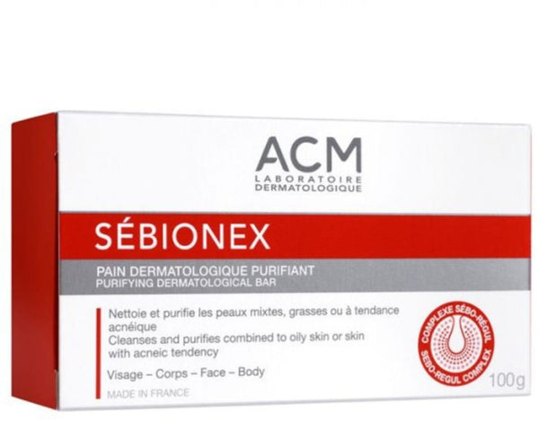 ACM Sebionex Purifying Dermatological Bar, Soap-Free Facial and Body Cleanser