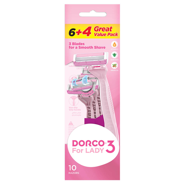 Dorco Shai3 Women Disposable Razor 6+4