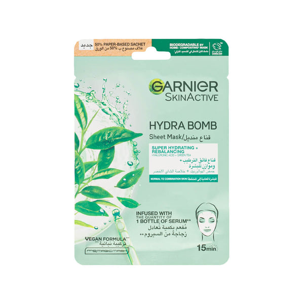 Garnier Hydra Bomb Tissue Face Mask Green Tea Extract Hyaluronic Acid