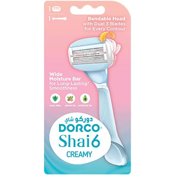 Dorco Shai6 Creamy Women System Razor Dual Wide Moisture Bar Vitamin E Aloe Vera