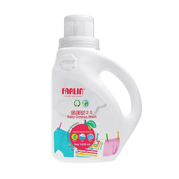 Farlin Clean 2.0 Baby Clothes Wash Liquid Detergent Plant-Based Formula 1000 ml