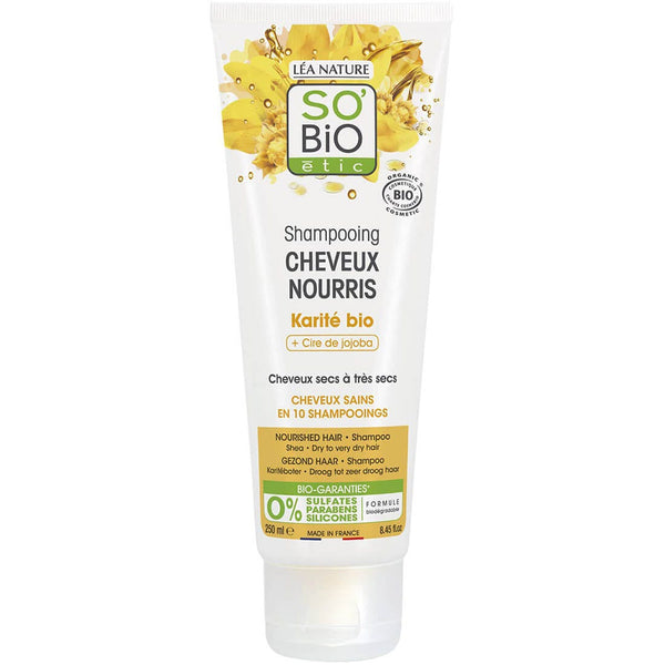 SO'BiO etic Nourished Hair Shampoo Shea Butter Argan Ceramides 250ml