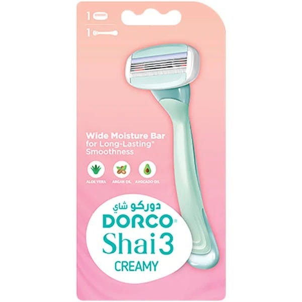 Dorco Shai3 Creamy Women's System Razor Aloe Vera Argan Oil Avocado Oil