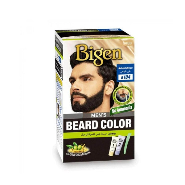Bigen Beard Hair Dye for Men, Natural Brown B104, Ammonia-Free Cream