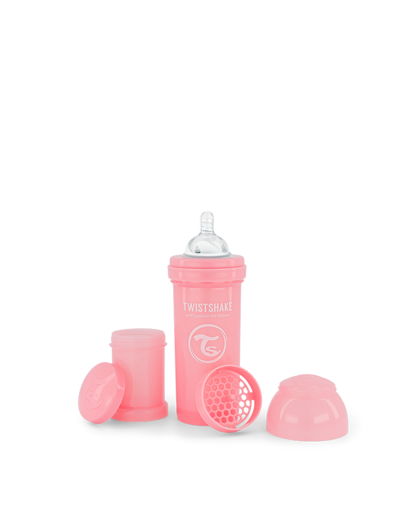 Twistshake Feeding Bottle Plastic Anti-Colic System Pastel Pink 260 ml