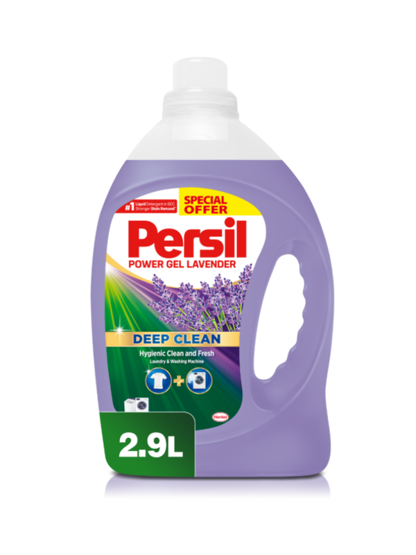 Persil Power Gel Plus Liquid Laundry Detergent Deep Clean Lavender 2.9 L