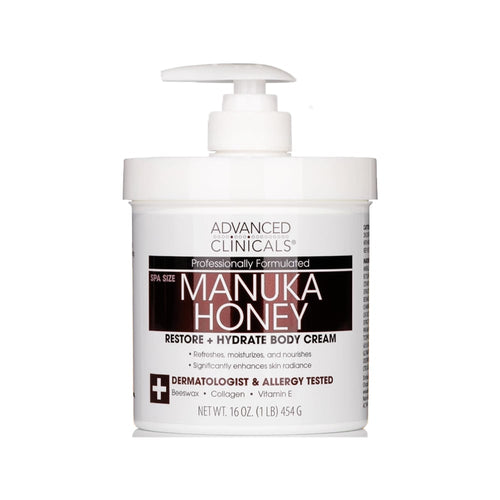 Advanced Clinicals Manuka Honey Restore + Hydrate Body Cream with Coconut, Argan Oil & Vitamin E 454 g