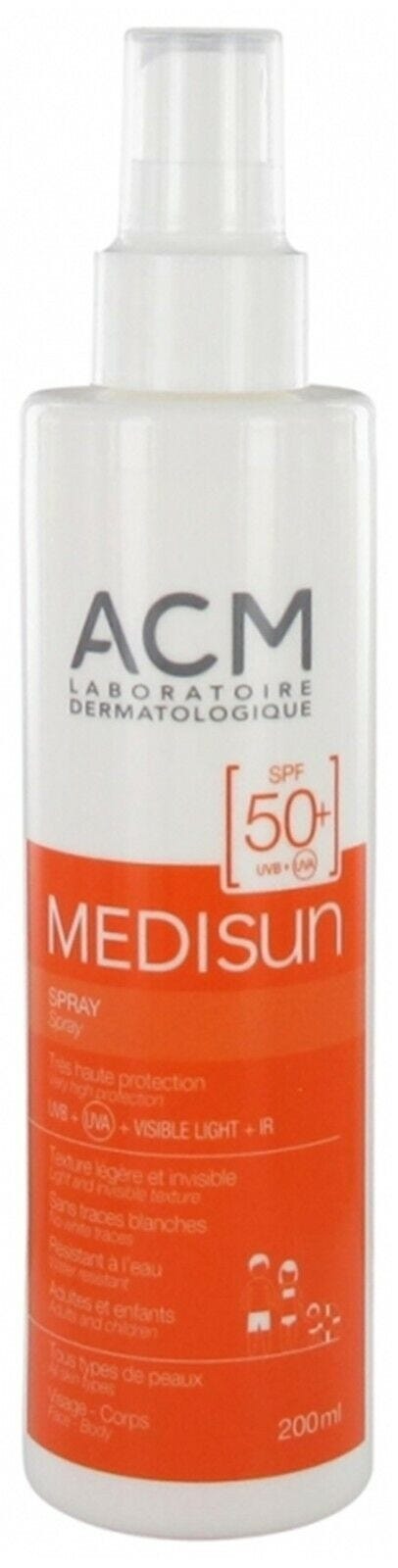 ACM Medisun SPF50+ Sunscreen Spray 200 ml UVA UVB Water-Resistant