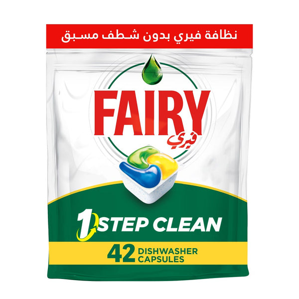 Fairy 1 Step Clean Automatic Dishwasher Tablets Lemon Scent, 42 Tablets