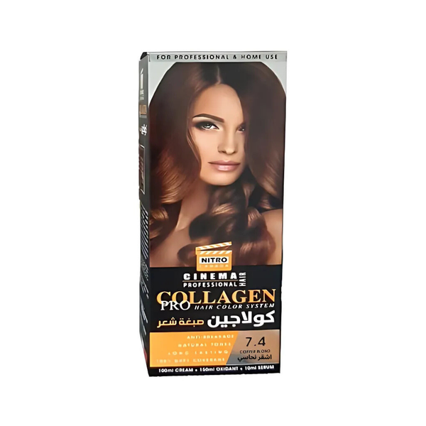 NITRO CANADA Collagen Hair Dye 7.4 Copper Blonde with Developer and Serum, 260ml
