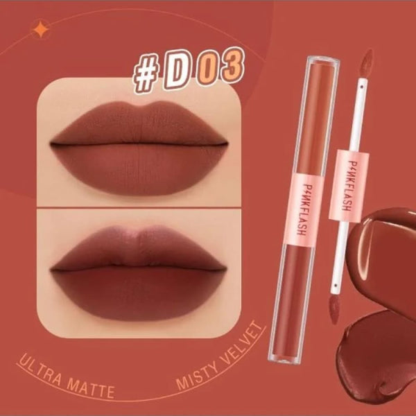 Pink Flash Duo Lipstick & Lip Gloss D03 Matte and Glossy Finish