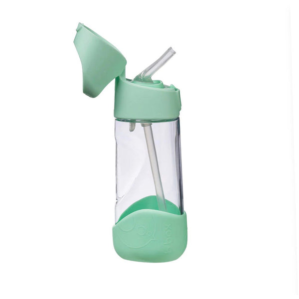 B.Box Tritan Drink Bottle Angled Silicone Straw Spearmint 450ml