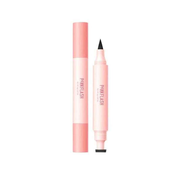 Pink Flash 2-in-1 Waterproof Liquid Eyeliner Precision Tip and Wing Stamp Black BK01