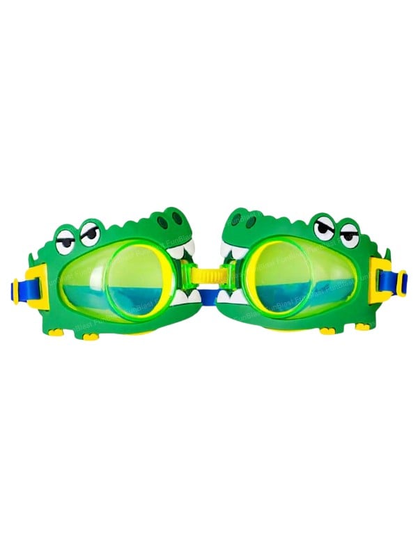 Children's Crocodile Swimming Goggles Adjustable Strap Clear Lenses Ages 3+ Assorted Colors