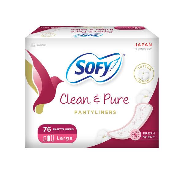 Sofy Clean & Pure Pantyliners Fresh Large, Soft Cotton Touch, 76 Pieces