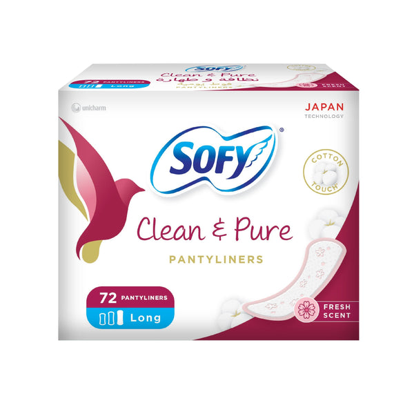Sofy Clean & Pure Pantyliner Long Fresh Cotton Touch 72 Pieces