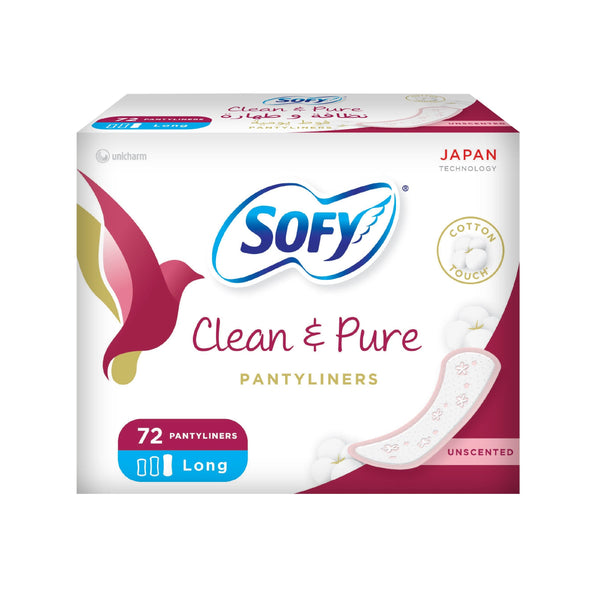 Sofy Clean & Pure Pantyliner Unscented Long 72 Pieces
