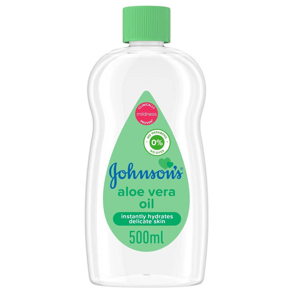 Johnson's Aloe Vera Baby Oil, Moisturizing Massage Oil, Paraben-Free, 500ml