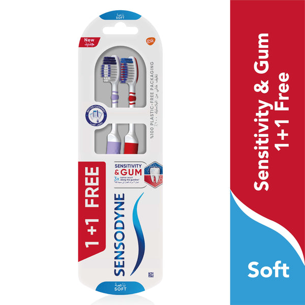 Sensodyne Sensitivity & Gum Soft Toothbrush DUOFLEX Neck Fine Tapered Bristles 1+1
