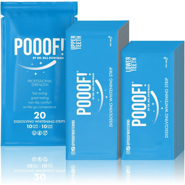 POOF! Teeth Whitening Strips, Dissolvable, Sensitive Teeth, Fresh Mint, 20 Pack