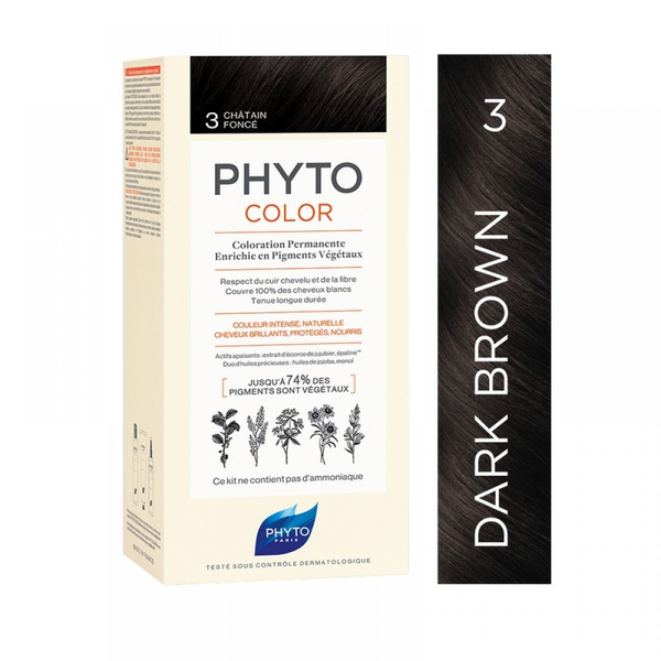 Phyto Color Permanent Hair Color Cream Ammonia-Free Dark Brown 3