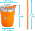 Popyum Stainless Steel Insulated Kids Cups with Lid and Straw, Pink and Blue, Pack of 2, 250 ml