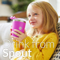 Popyum Stainless Steel Insulated Kids Cups with Lid and Straw, Pink and Blue, Pack of 2, 250 ml