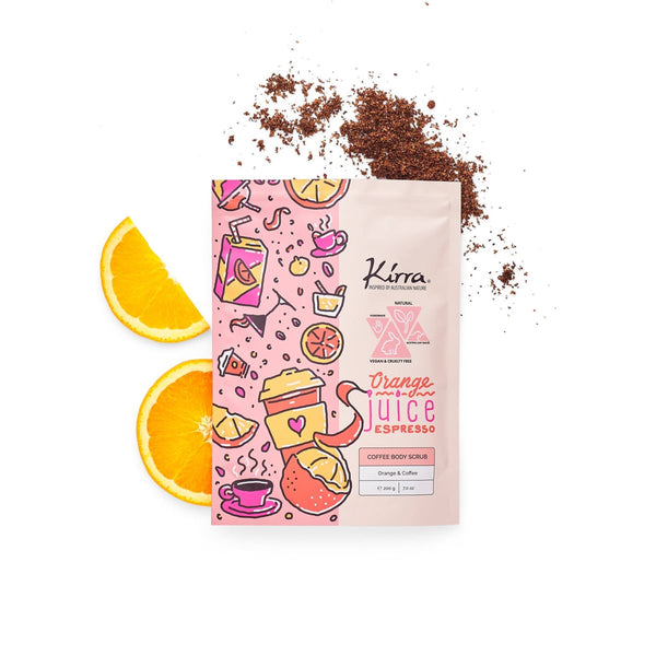Kirra Orange & Coffee Vegan Body Scrub with Coffee and Orange Peel Powder