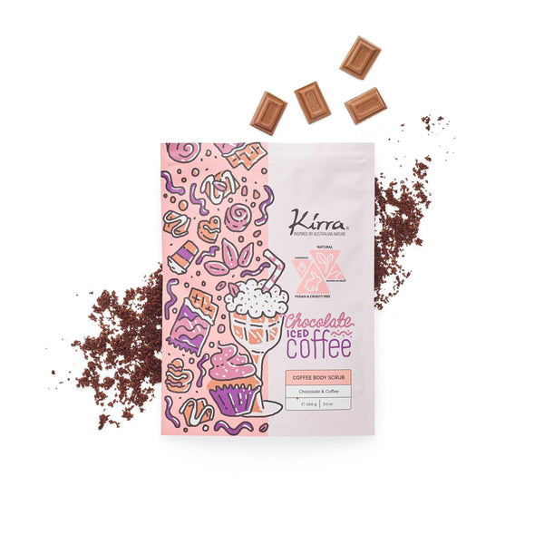 Kirra Chocolate & Coffee Body Scrub, Exfoliating Coconut, Almond & Jojoba Oil Formula