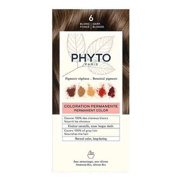Phyto Color Permanent Hair Color Cream Ammonia-Free Dark Blonde 6