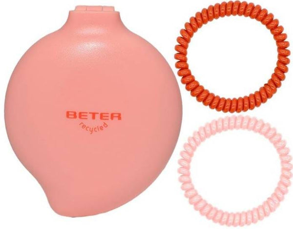 Beter Folding Hair Brush With Mirror and Ponytail Hair Ties, Red, 2 Pieces