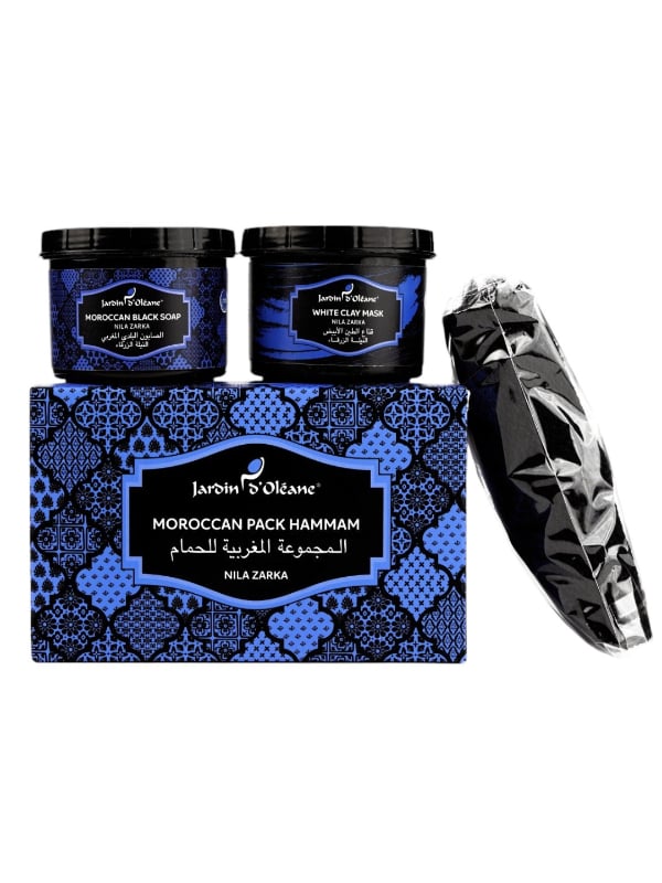 Jardin d'Oleane Moroccan Bath Set Blue Nila Pigeon Collection