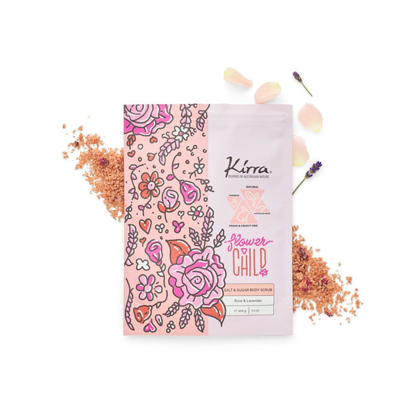 Kirra Flower Child Salt & Sugar Body Scrub Rose & Lavender Exfoliating Formula