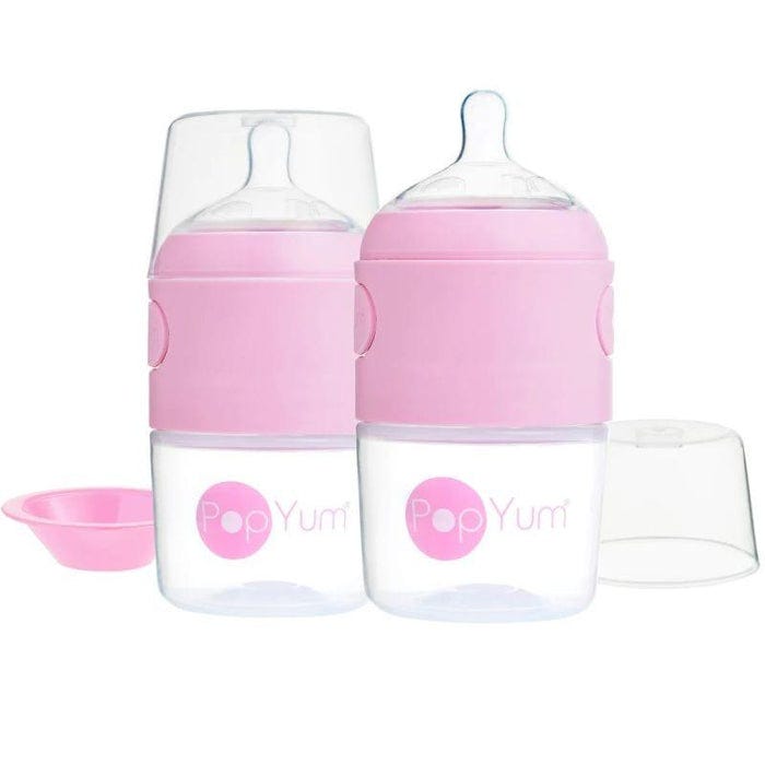 Popyum Baby Feeding Bottles 2-Pack, 5 Oz, Anti-Gas Vent, Pink, 1 Nipple