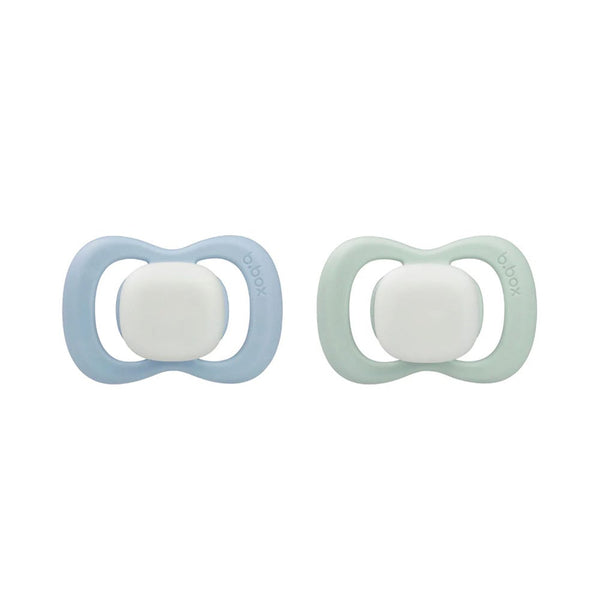 B.Box Glow Pacifier Twin Pack Silicone Pacifiers Sky/Sage