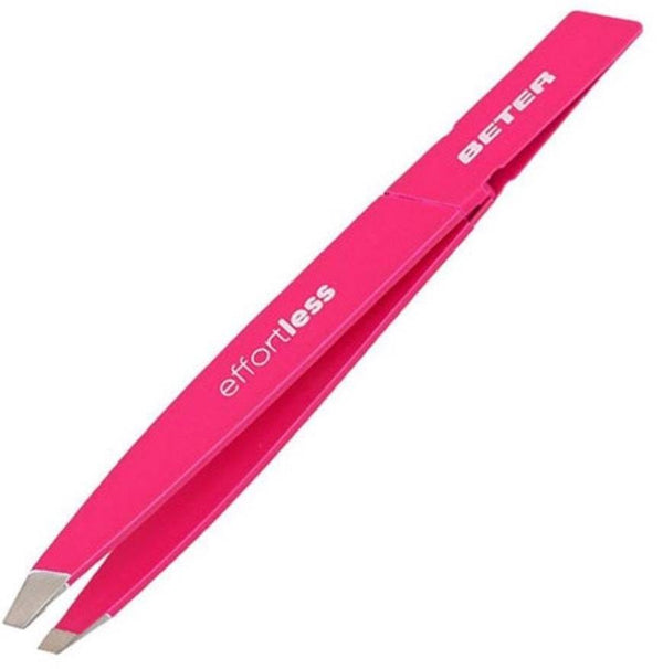 Beter Effortless Slanted-Tip Tweezers Stainless Steel Fuchsia Pink 8 cm