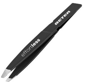 Beter Effortless Slanted Tip Tweezers Stainless Steel Black 8 cm
