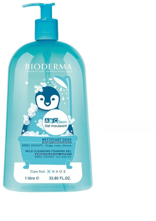 Bioderma ABC Derm Gel Moussant Mild Foaming Cleanser Face Body Hair 1 L