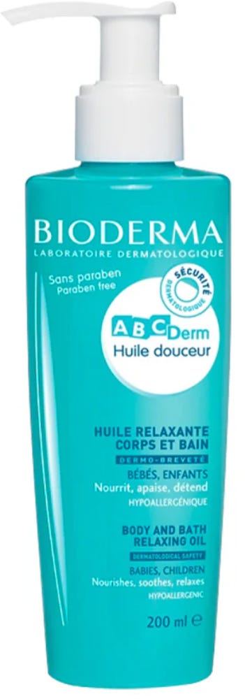 Bioderma ABC Derm Huile Douceur Baby Body Oil Moisturizing Vegetable Oils 200ml
