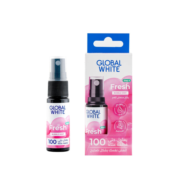 Global White Fresh Bubble Mint Mouth Spray, 15 ml, 100 Uses